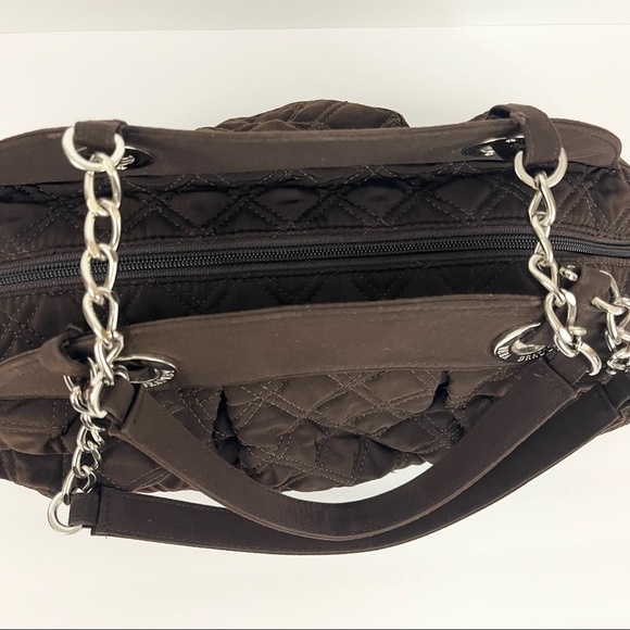 Vera Bradley Brown Microfiber Bag With Chain Shoulder Strap Accents - Picture 7 of 16